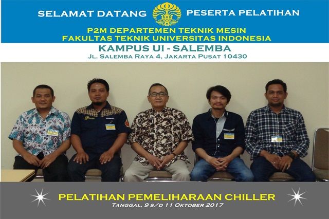 Pelatihan Pemeliharaan Chiller, Tanggal, 9 s/d 11 Oktober 2017